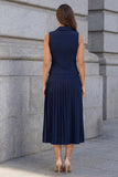Navy Single Breasted 2 Piece Shawl Lapel Business Suits with Pleats