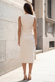 Ivory Single Breasted 2 Piece Shawl Lapel Business Suits with Slit