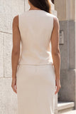 Ivory Single Breasted 2 Piece Shawl Lapel Business Suits with Slit