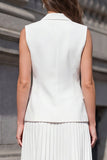 White Double Breasted 2 Piece Shawl Lapel Business Suits with Pleats