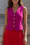 Fuchsia and Red Single Breasted 2 Piece Shawl Lapel Business Suits with Pleats