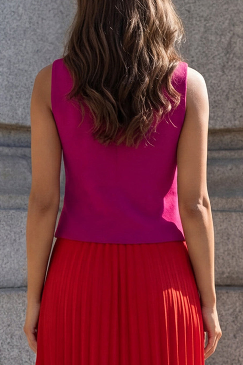 Fuchsia and Red Single Breasted 2 Piece Shawl Lapel Business Suits with Pleats