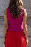 Fuchsia and Red Single Breasted 2 Piece Shawl Lapel Business Suits with Pleats