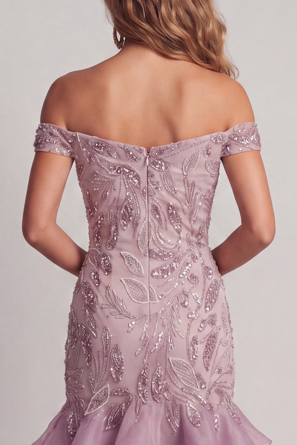 Zapakasa Women Sparkly Lilac Beaded Short Cocktail Dress with Ruffles