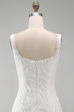 Sparkly White Beaded Thick Straps Floral Tight Short Cocktail Dress