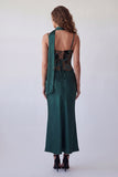 Spaghetti Straps Basque Waist Dark Green Long Mermaid Floral Formal Dress