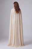 Keyhole Champagne Mermaid Long Formal Dress with Cape