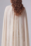 Keyhole Champagne Mermaid Long Formal Dress with Cape