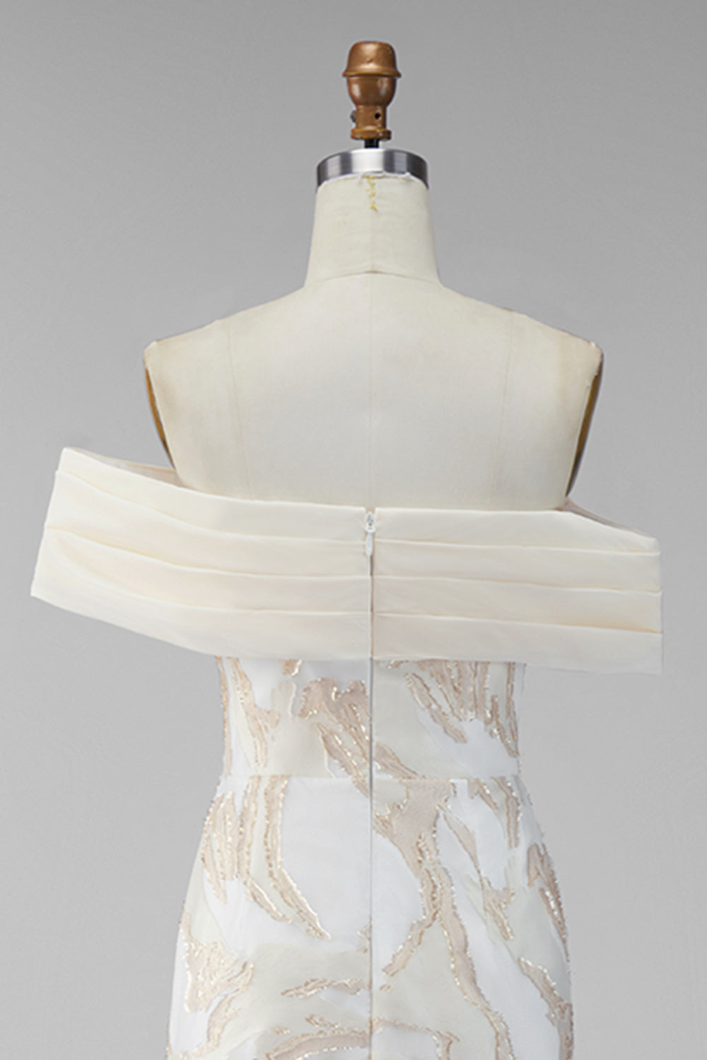 Sheath Long Champagne Off the Shoulder Formal Dress
