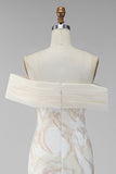 Sheath Long Champagne Off the Shoulder Formal Dress