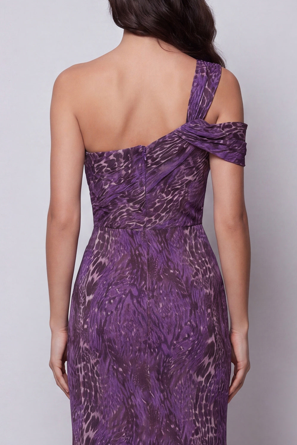Purple One Shoulder Leopard Print Long Mermaid Formal Dress