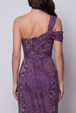 Purple One Shoulder Leopard Print Long Mermaid Formal Dress