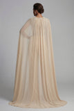 Champagne Floral Ruched Mother of the Bride Jumpsuits with Cape