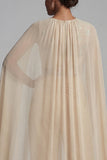 Champagne Floral Ruched Mother of the Bride Jumpsuits with Cape