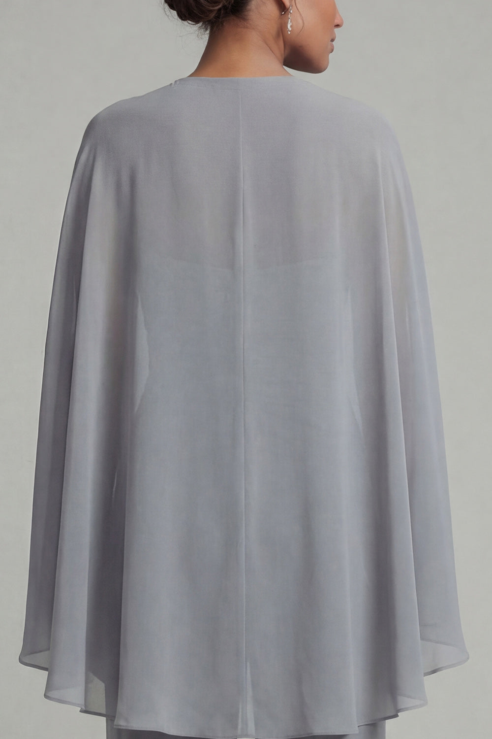Sparkly Grey Blue Halter Floral Ruched Mother of the Bride Jumpsuits with Cape