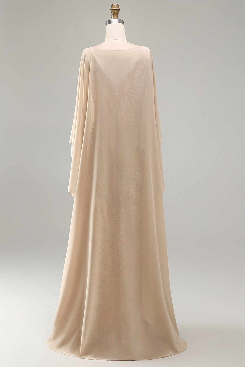 Floral Long Mermaid Sparkly Champagne Beaded Mother of the Bride Dress with Cape