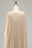 Floral Long Mermaid Sparkly Champagne Beaded Mother of the Bride Dress with Cape