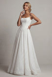 Corset Sparkly White Basque Waist Spaghetti Straps Long Beaded Formal Dress