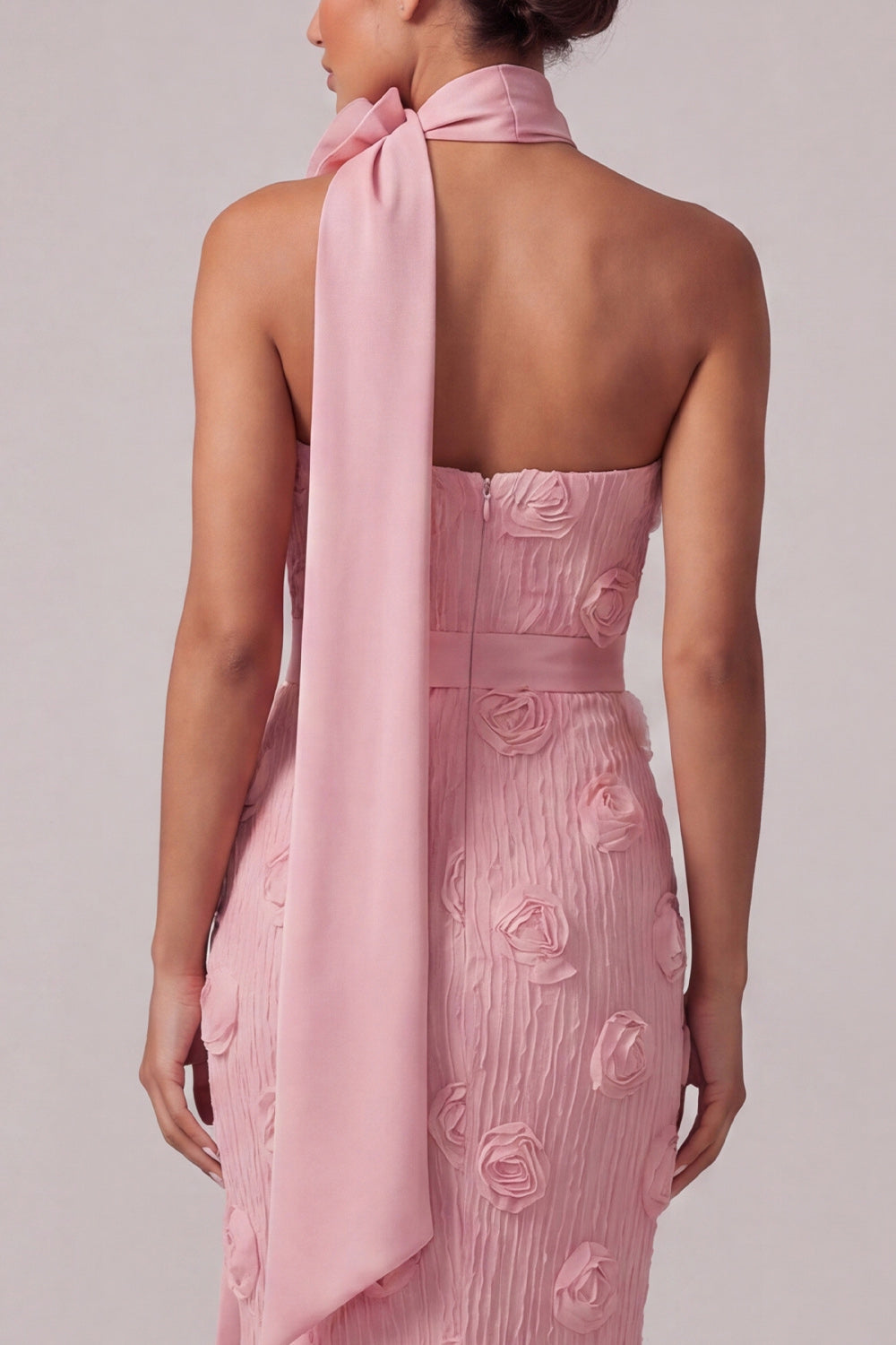 Strapless Pink Mermaid Long Floral Mother of the Bride Dress with 3D Flowers