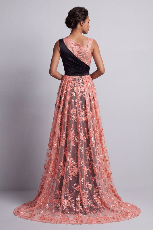 Zapakasa Women Floral Sparkly Watermelon Long Beaded Mother of the Bride  Dress with Cape One Shoulder Ruched Mermaid Wedding Guest Dress