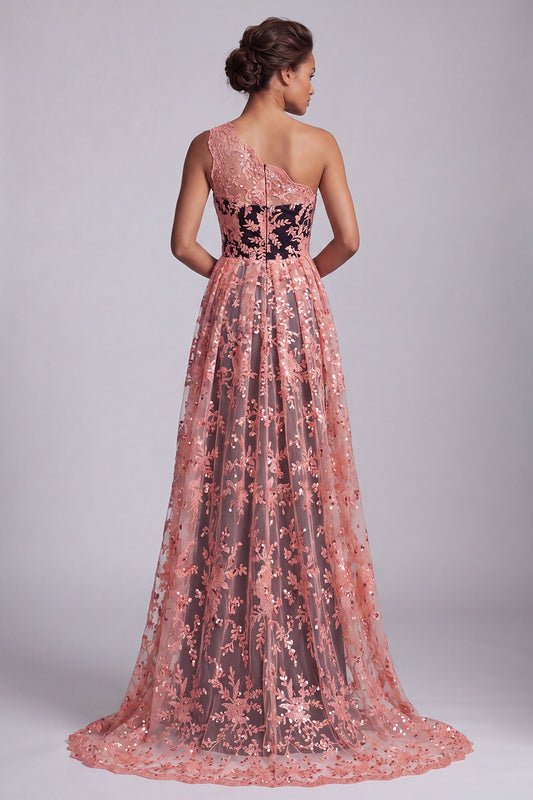 Long Floral Sparkly Watermelon Mermaid Mother of the Bride Dress with Cape