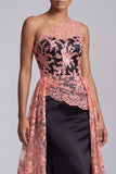 Long Floral Sparkly Watermelon Mermaid Mother of the Bride Dress with Cape