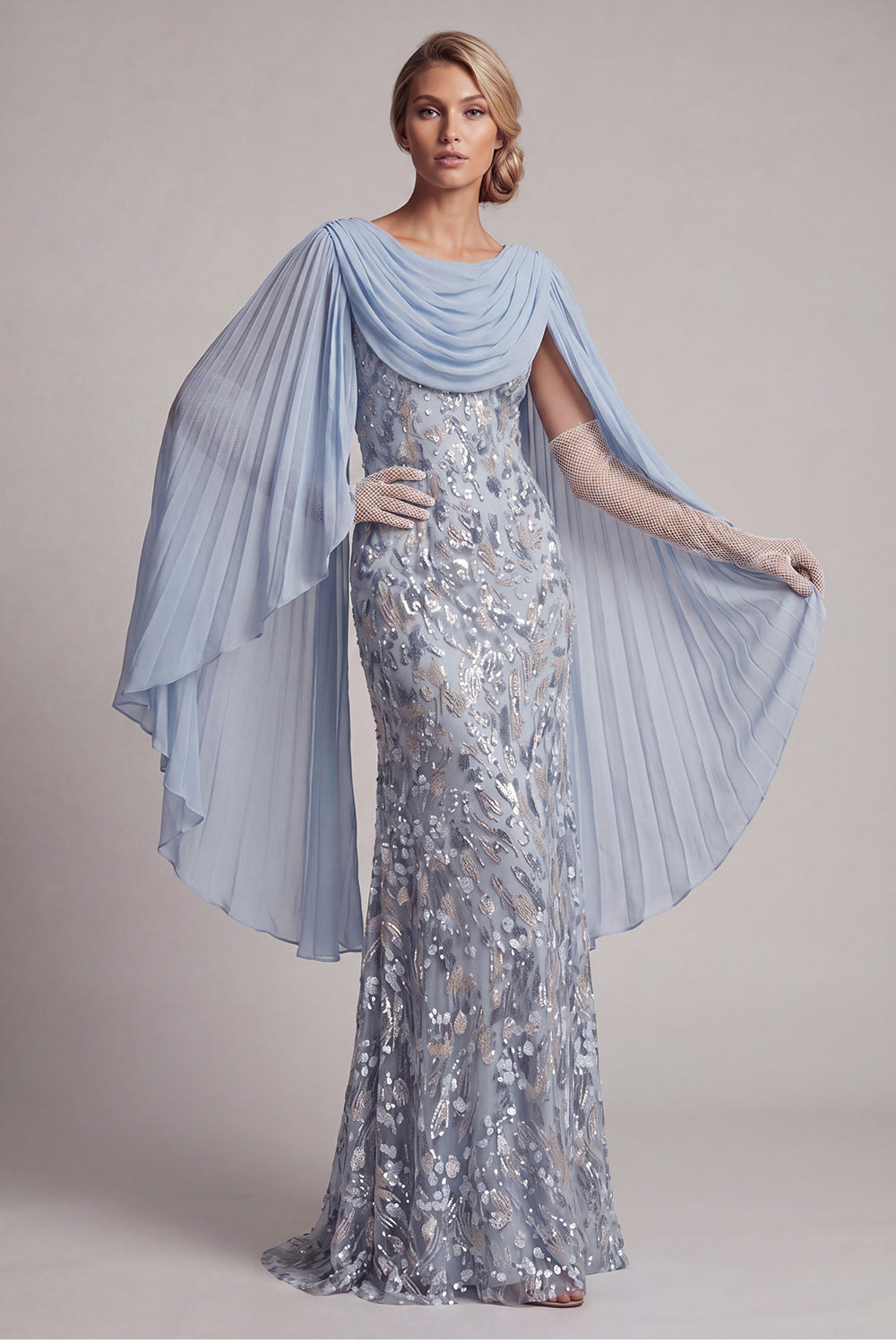 Zapakasa Women Sparkly Sky Blue Long Mother of the Bride Dress with