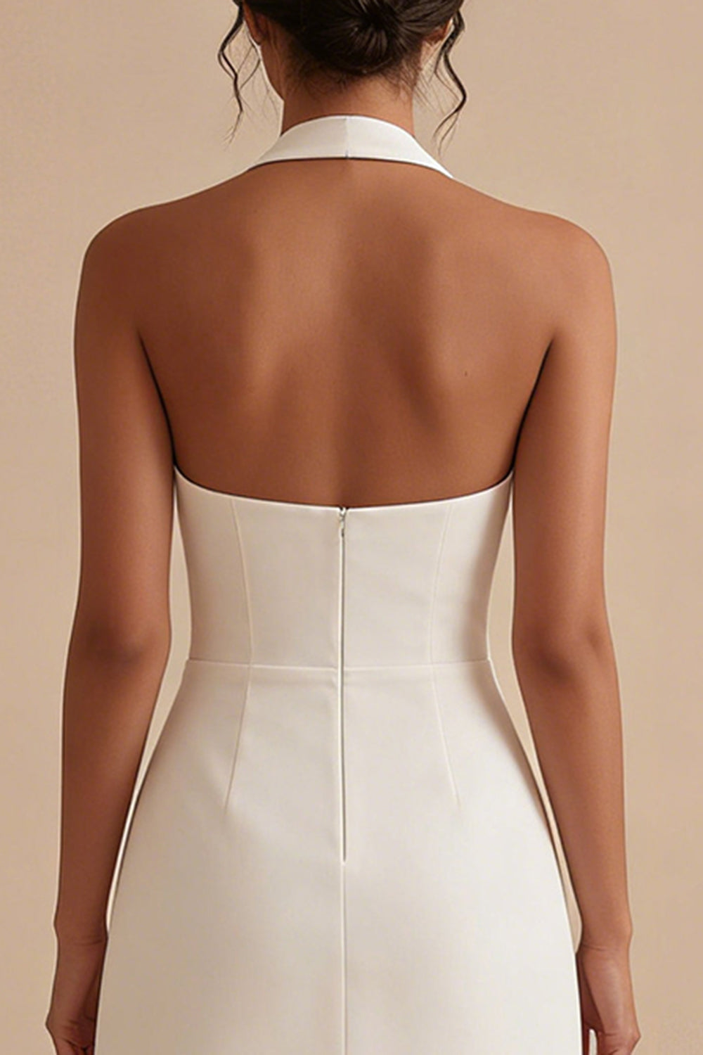 Halter Short A Line Backless White Graduation Dress