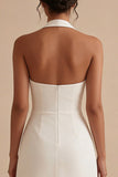 Halter Short A Line Backless White Graduation Dress