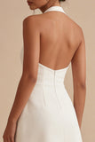 Halter Short A Line Backless White Graduation Dress