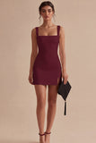 Tight Short Square Neck White Graduation Dress