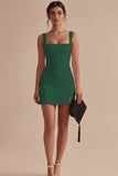 Tight Short Square Neck White Graduation Dress
