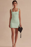 Tight Short Square Neck White Graduation Dress
