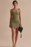 Tight Short Square Neck White Graduation Dress