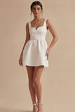 Thick Straps White Short A Line Graduation Dress