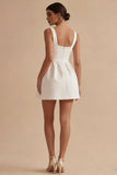 Thick Straps White Short A Line Graduation Dress