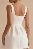 Thick Straps White Short A Line Graduation Dress