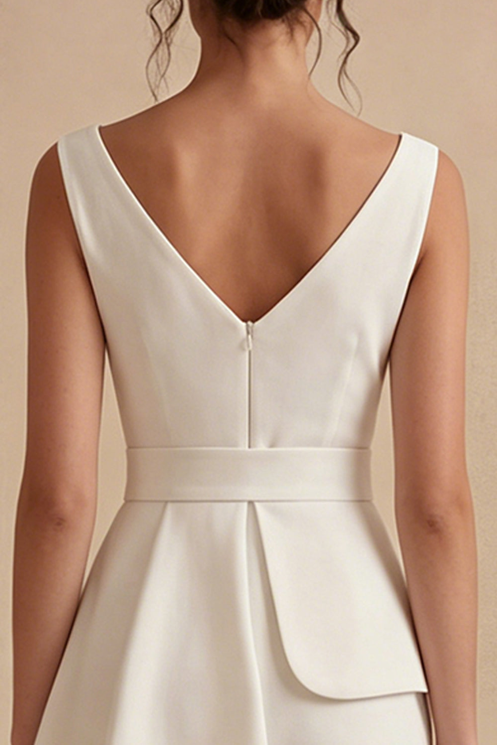A Line V-Neck White Short Graduation Dress