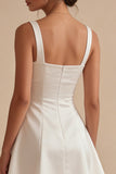 Short Square Neck A Line White Graduation Dress