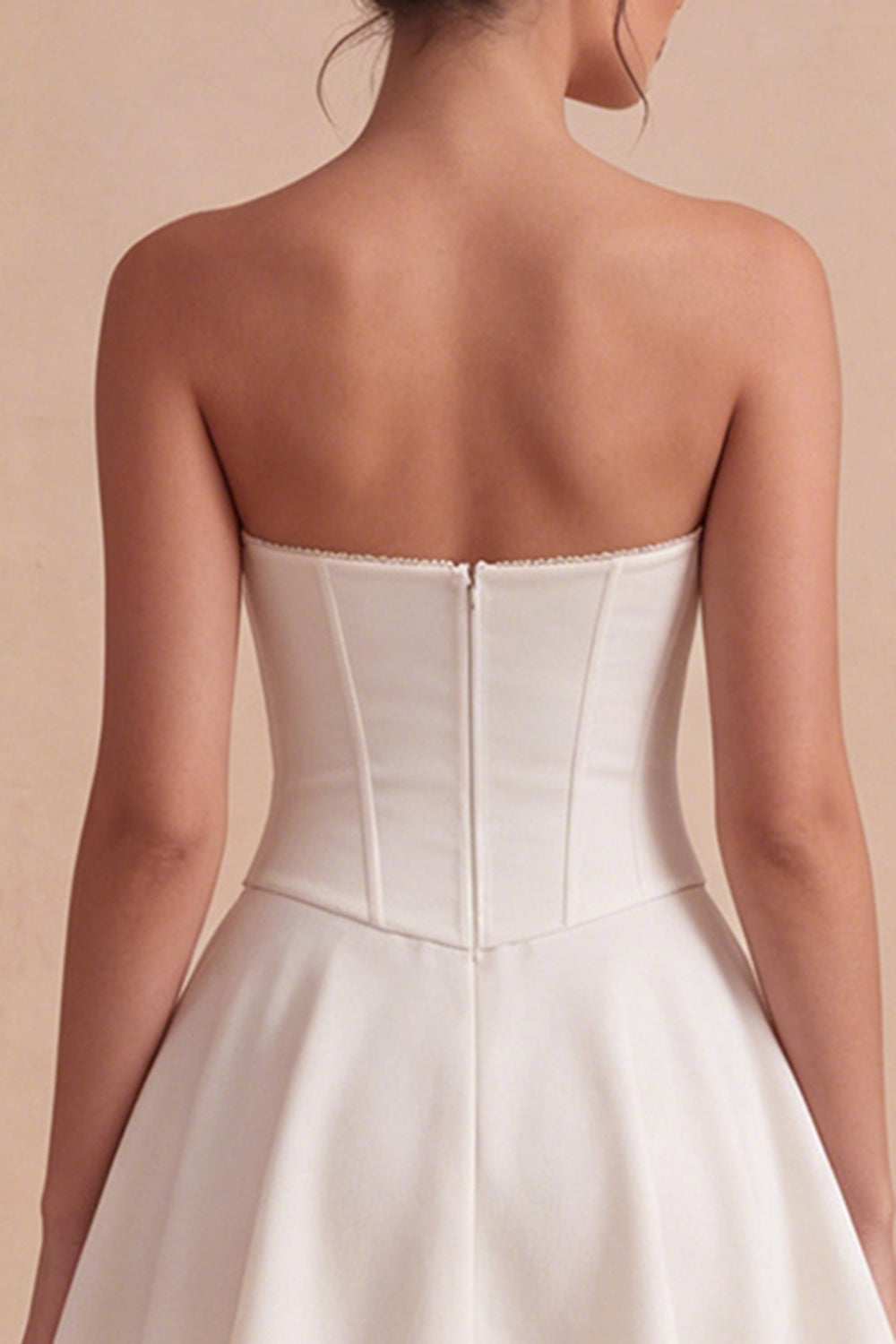 Corset Strapless White Short A Line Graduation Dress with Ruffles