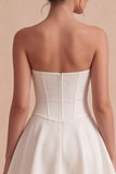 Corset Strapless White Short A Line Graduation Dress with Ruffles