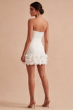 Simple Floral Sweetheart White Tight Short Graduation Dress