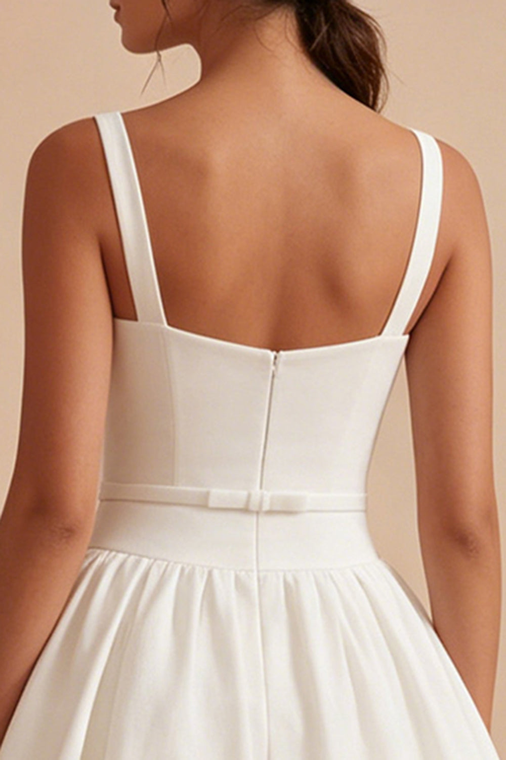 Thick Straps Bubble Hem White Short A Line Graduation Dress with Belt