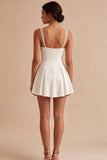 Simple Spaghetti Straps White Short A Line Graduation Dress