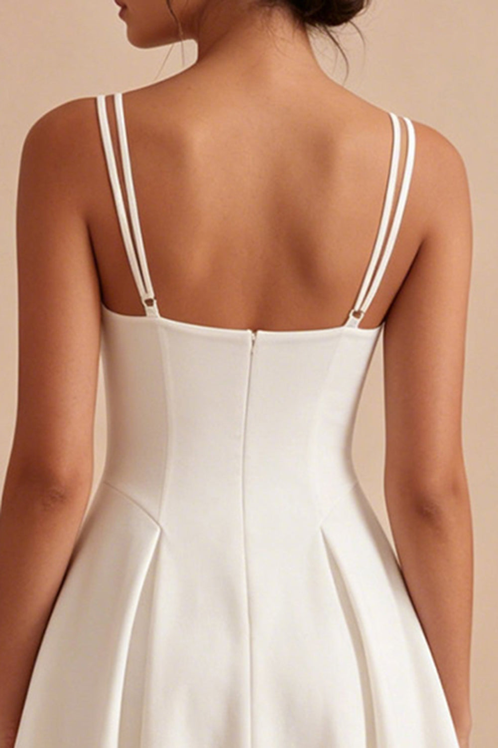 Simple Spaghetti Straps White Short A Line Graduation Dress