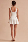 Simple Cowl Neck White Short A Line Graduation Dress