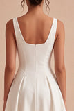 Simple Cowl Neck White Short A Line Graduation Dress