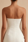 Strapless Tight Short White Graduation Dress with Ruffles