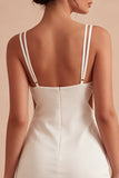 Tight Short Spaghetti Straps Cut Out White Graduation Dress