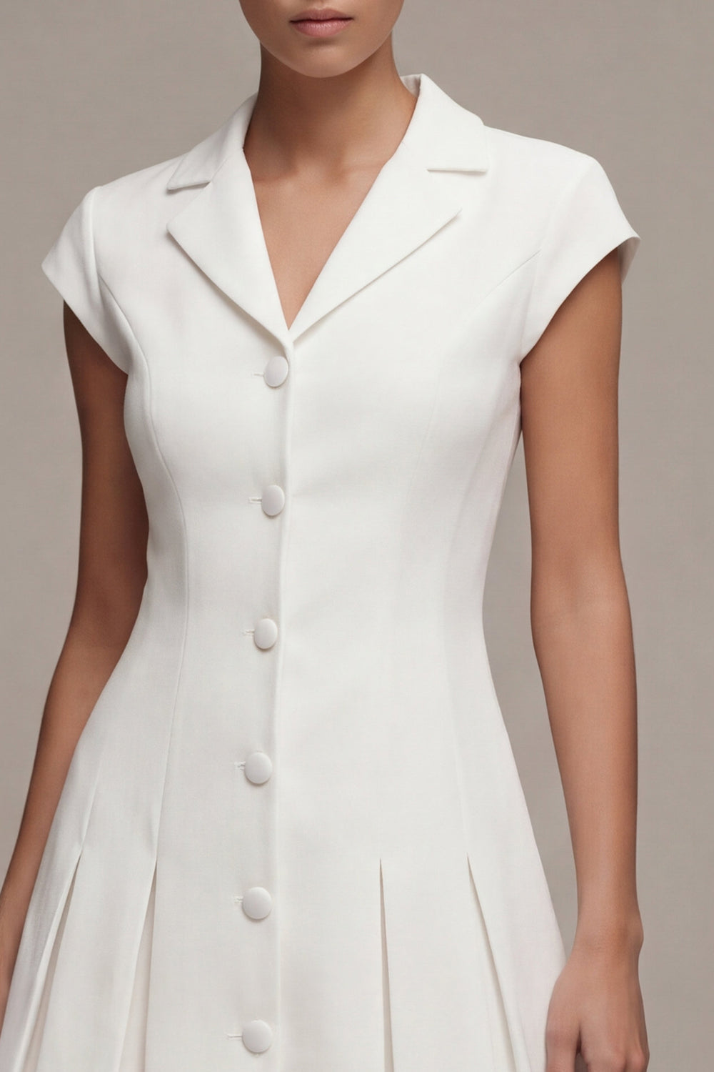 White Single Breasted Notched Lapel A Line Short Blazer Dress